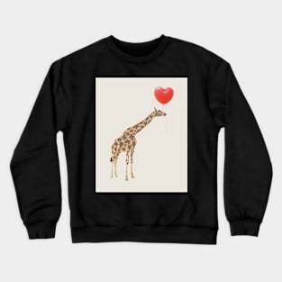 Cute giraffe with red heart ballon Crewneck Sweatshirt